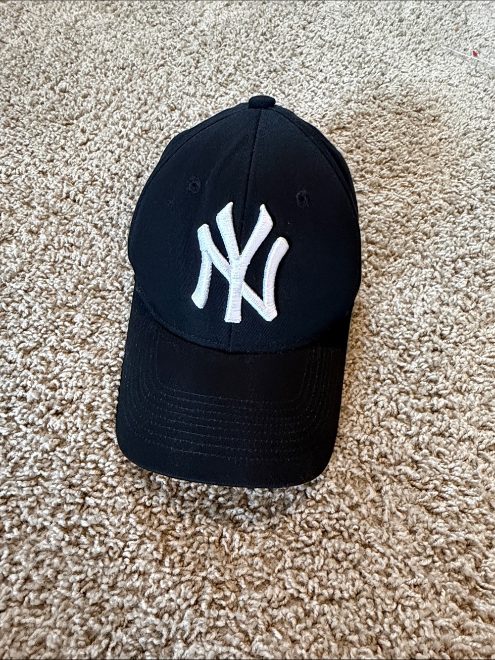 Kids Black Baseball Cap with White Logo